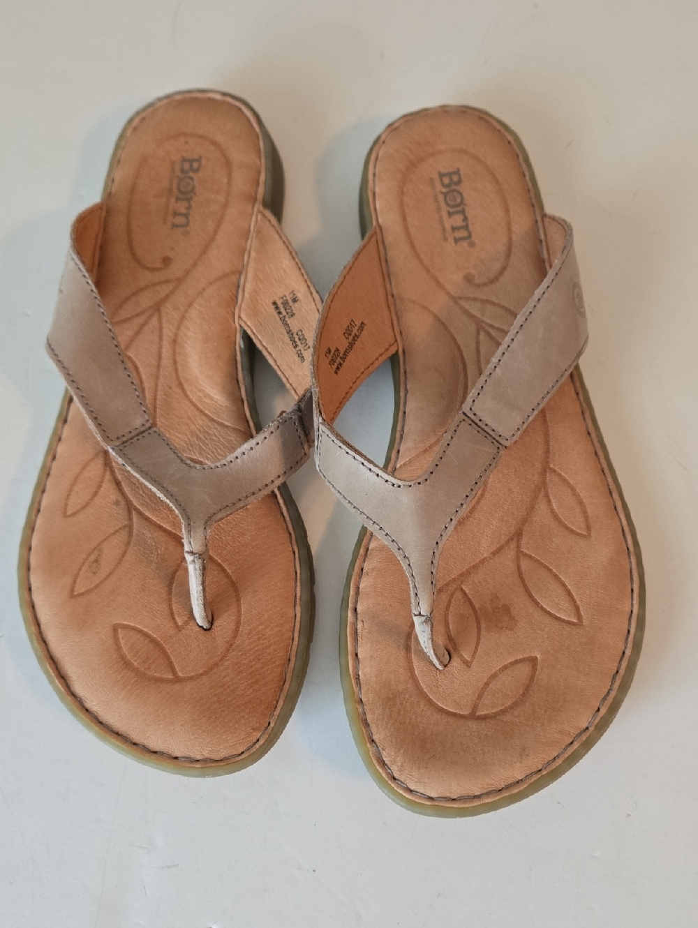 Born Neutral Taupe Leather Thong Sandals